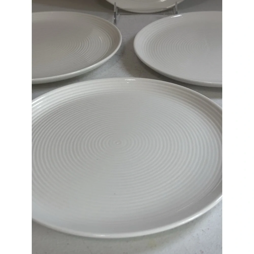 JAMIE OLIVER Ridges CREAM Luncheon Plates Embossed RINGS 8.5